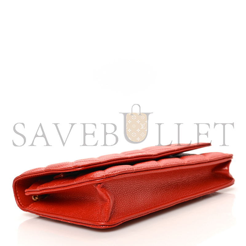 Ch*el caviar quilted wallet on chain woc red (19*13*4cm)